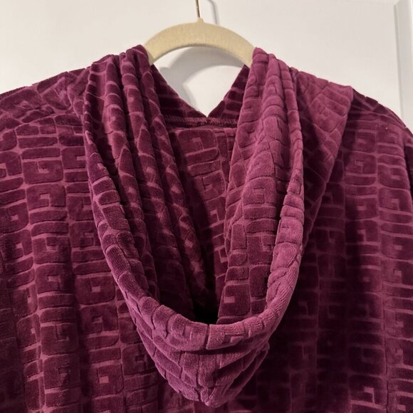 Guess After Party Velour Burgundy Cropped Hoodie Women's Size Medium Loungewear - Picture 10 of 15